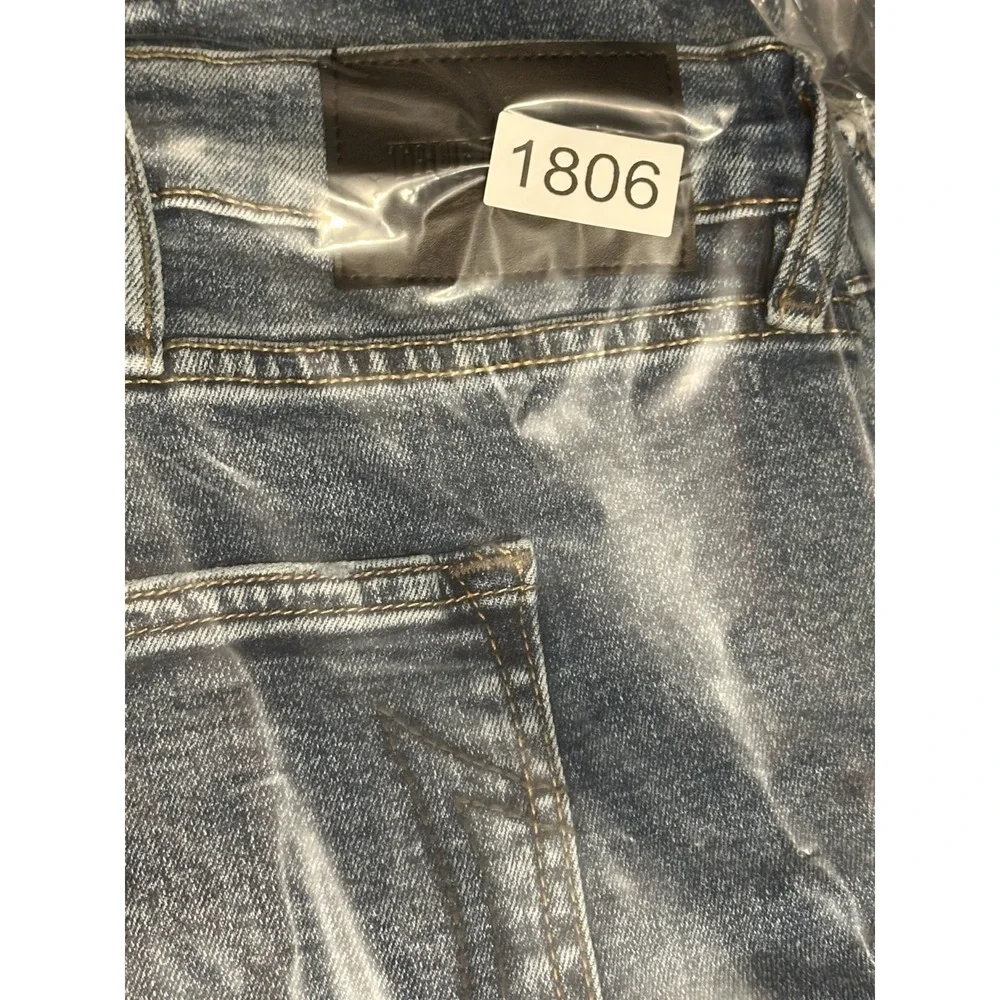 True Religion Jeans Mens 44x33 Ricky Relaxed Skinny Med Blue Wash Denim